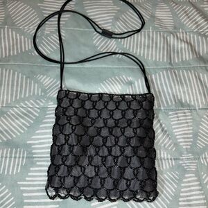 Chic Black Beaded Mini Bag